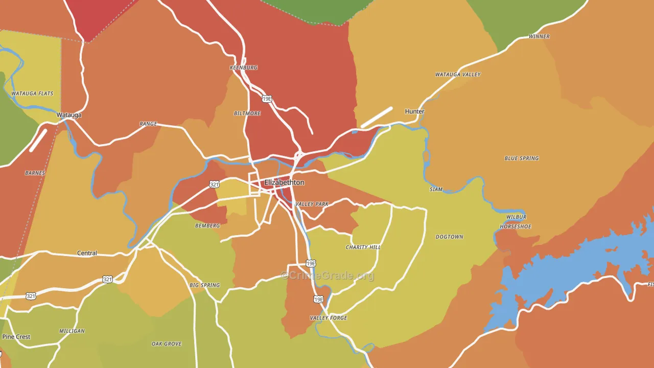 37643, TN Map of Drug-Related Crime Rates