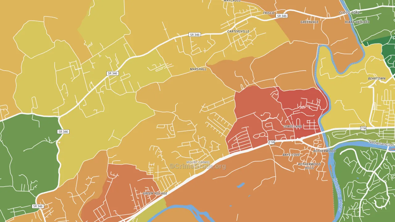37645, TN Map of Drug-Related Crime Rates