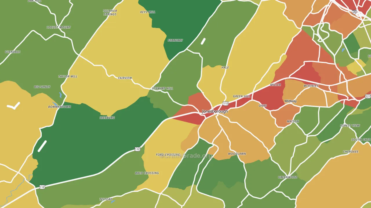 37659, TN Map of Drug-Related Crime Rates