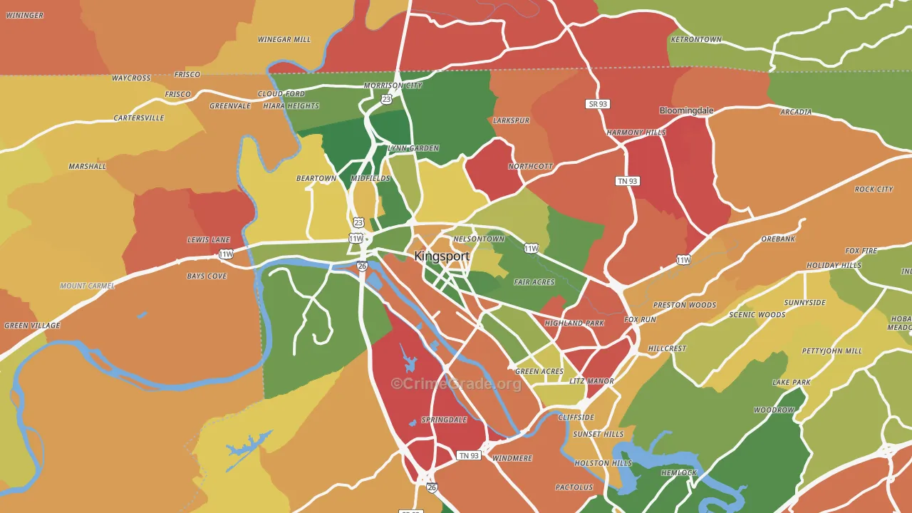 37660, TN Map of Drug-Related Crime Rates