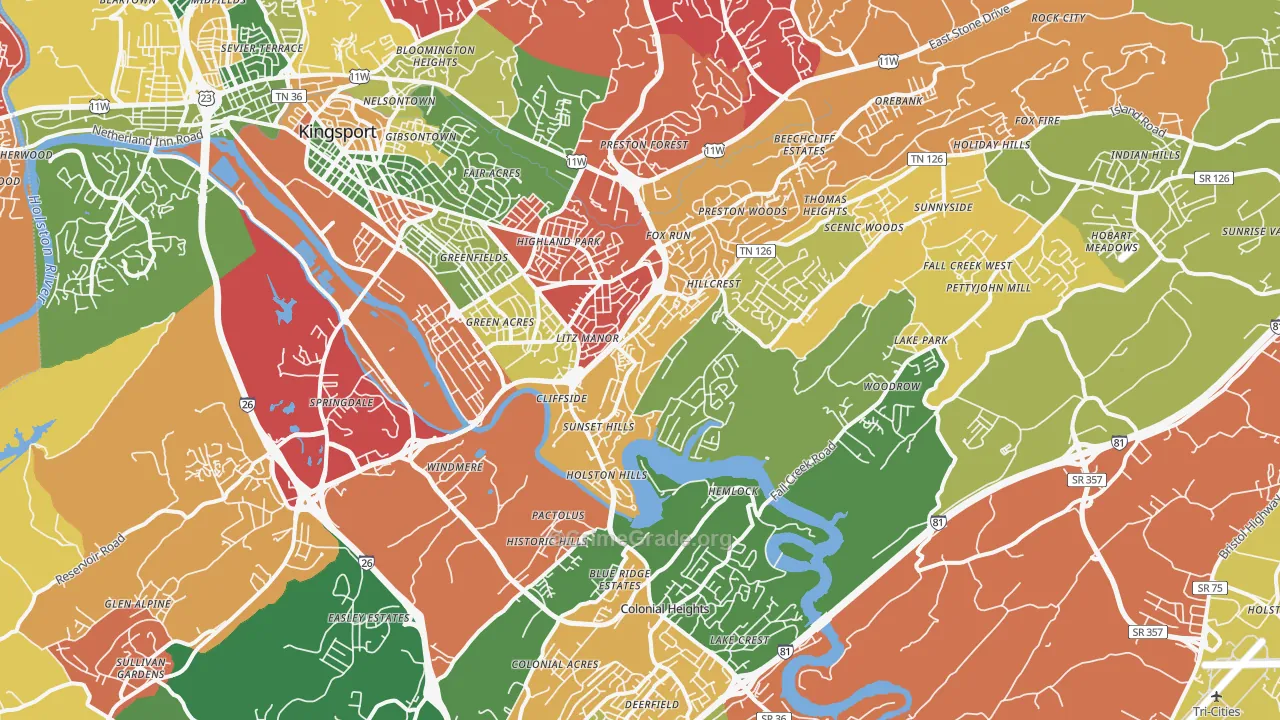 37664, TN Map of Drug-Related Crime Rates
