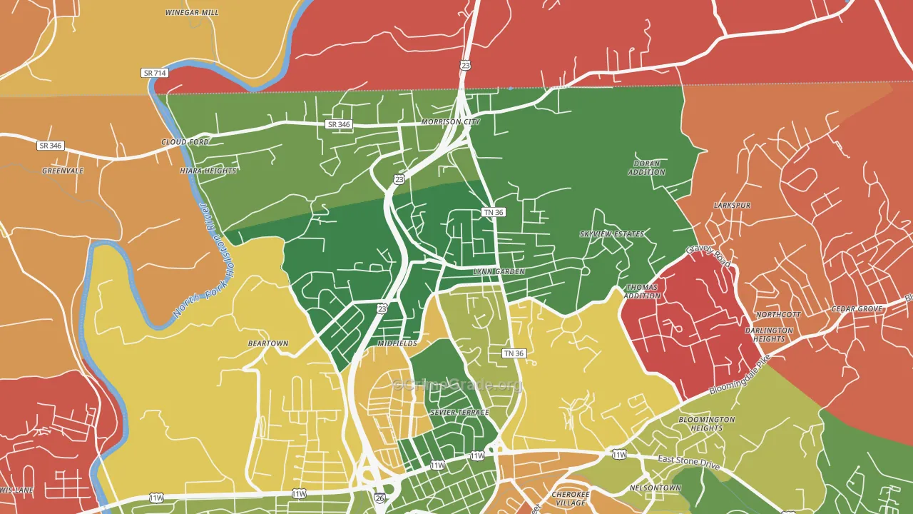 37665, TN Map of Drug-Related Crime Rates