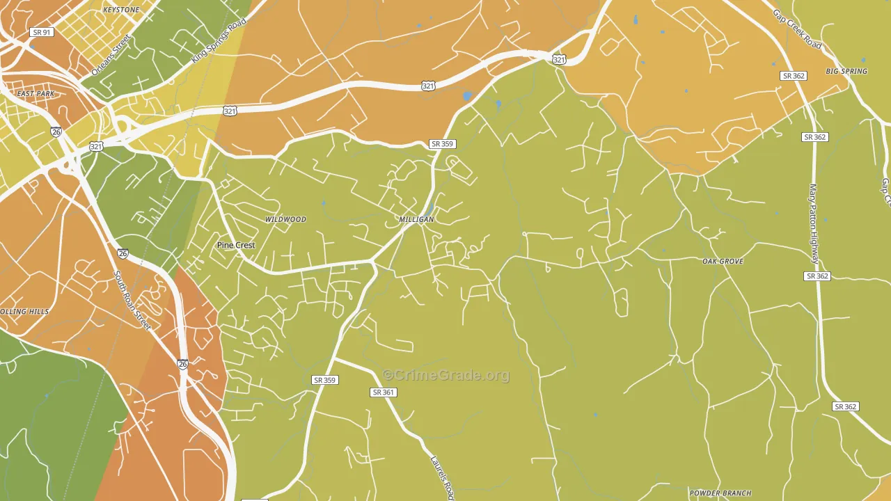 37682, TN Map of Drug-Related Crime Rates