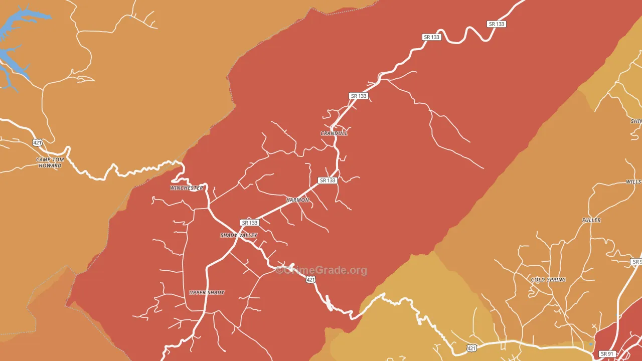 37688, TN Map of Drug-Related Crime Rates