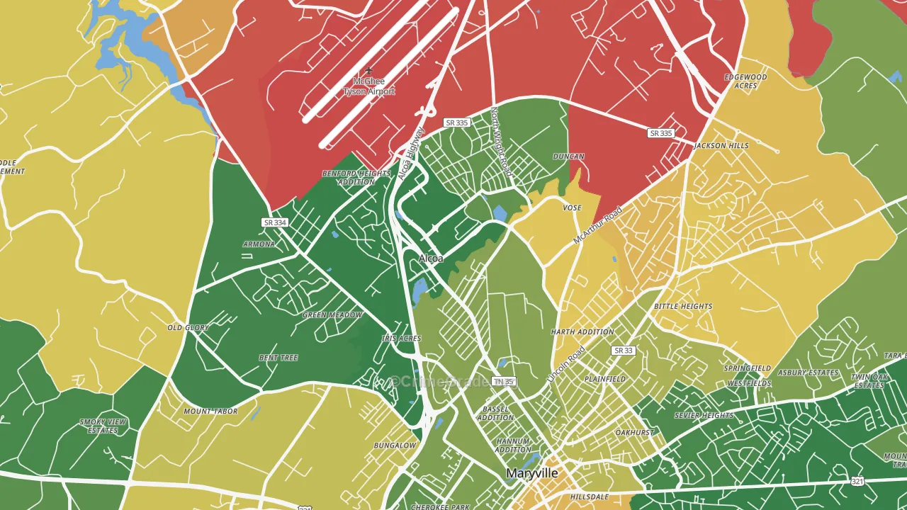 37701, TN Map of Drug-Related Crime Rates