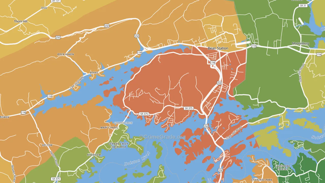 37708, TN Map of Drug-Related Crime Rates