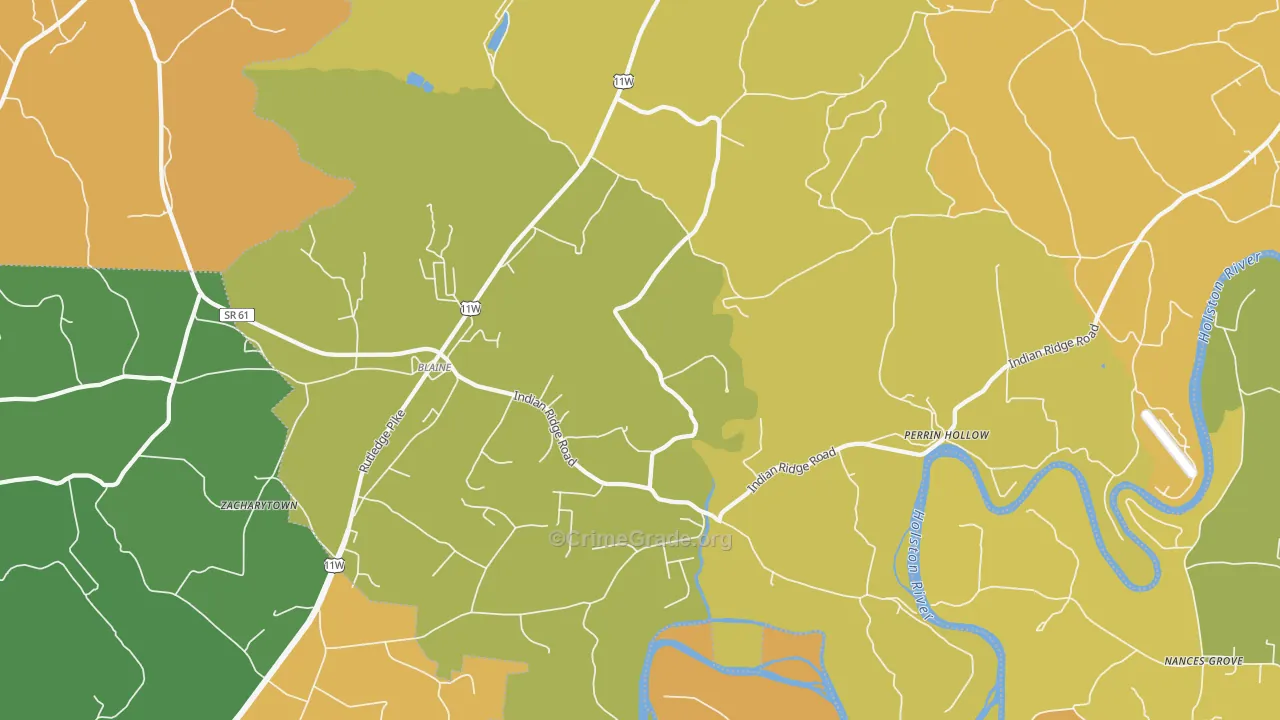 37709, TN Map of Drug-Related Crime Rates
