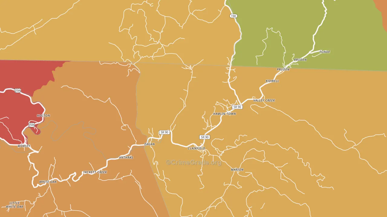 37715, TN Map of Drug-Related Crime Rates