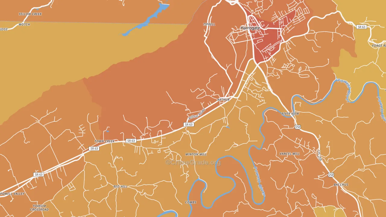 37724, TN Map of Drug-Related Crime Rates