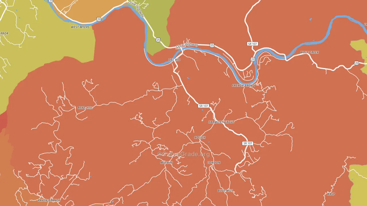 37727, TN Map of Drug-Related Crime Rates