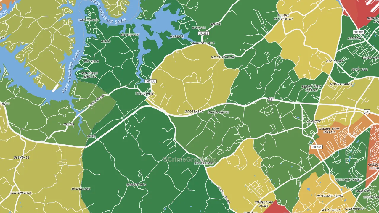 37737, TN Map of Drug-Related Crime Rates