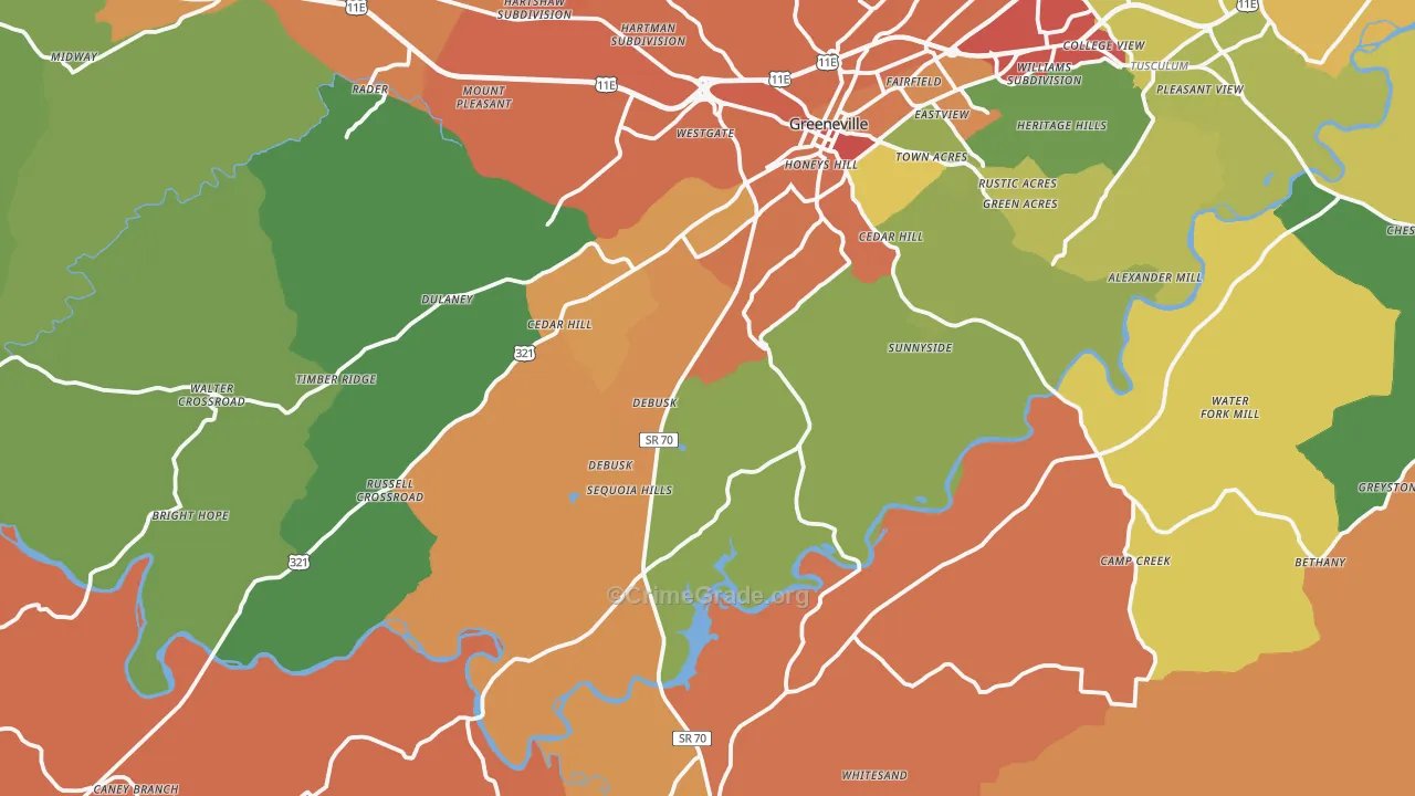 37743, TN Map of Drug-Related Crime Rates