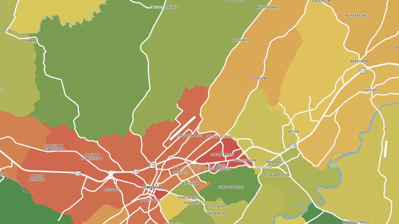 37745, TN Map of Drug-Related Crime Rates