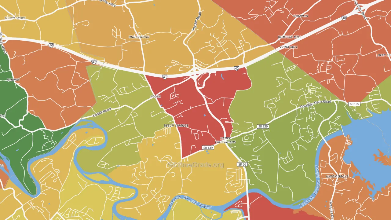 37764, TN Map of Drug-Related Crime Rates