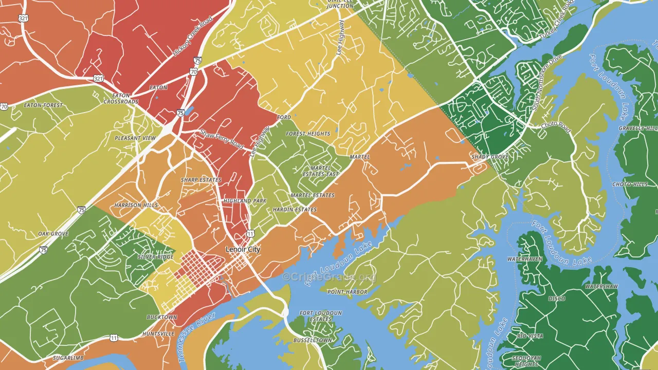 37772, TN Map of Drug-Related Crime Rates