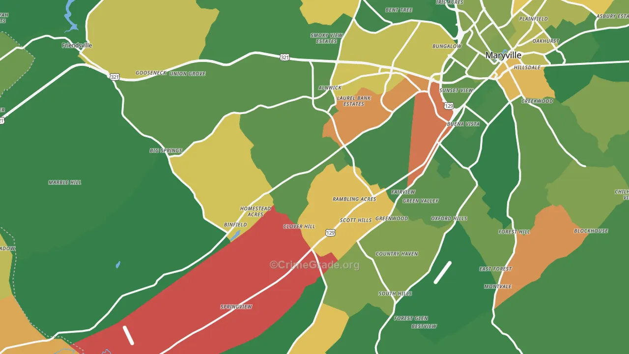 37801, TN Map of Drug-Related Crime Rates
