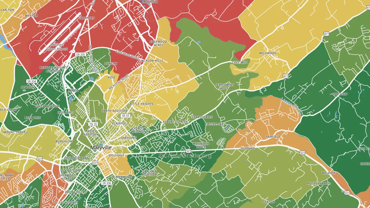 37804, TN Map of Drug-Related Crime Rates