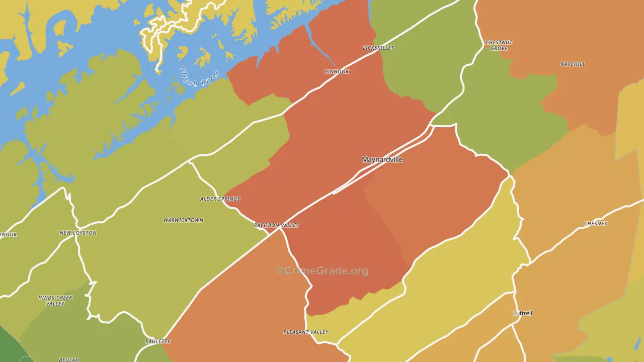 37807, TN Map of Drug-Related Crime Rates