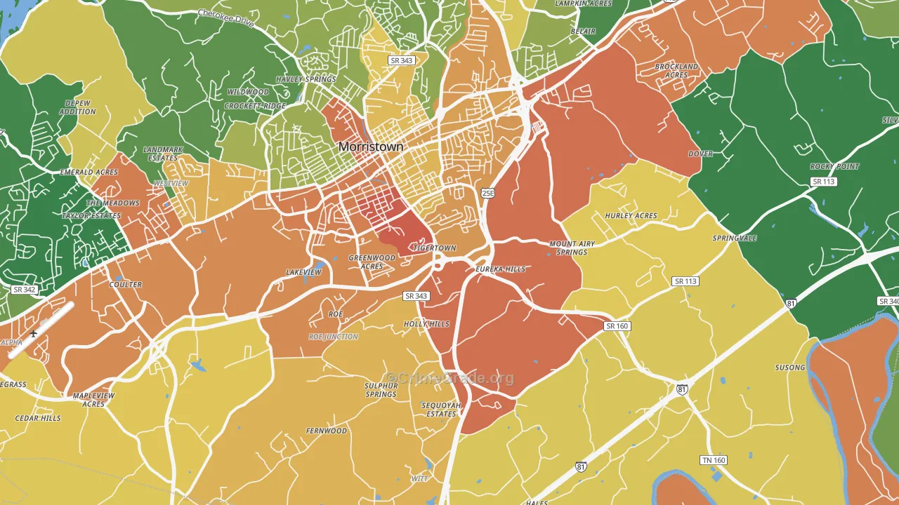 37813, TN Map of Drug-Related Crime Rates