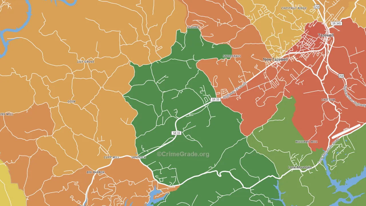 37825, TN Map of Drug-Related Crime Rates