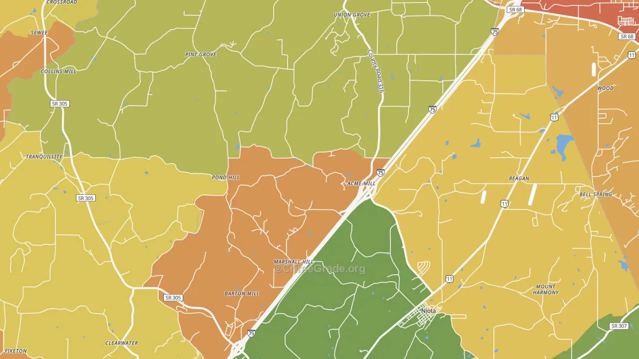 37826, TN Map of Drug-Related Crime Rates