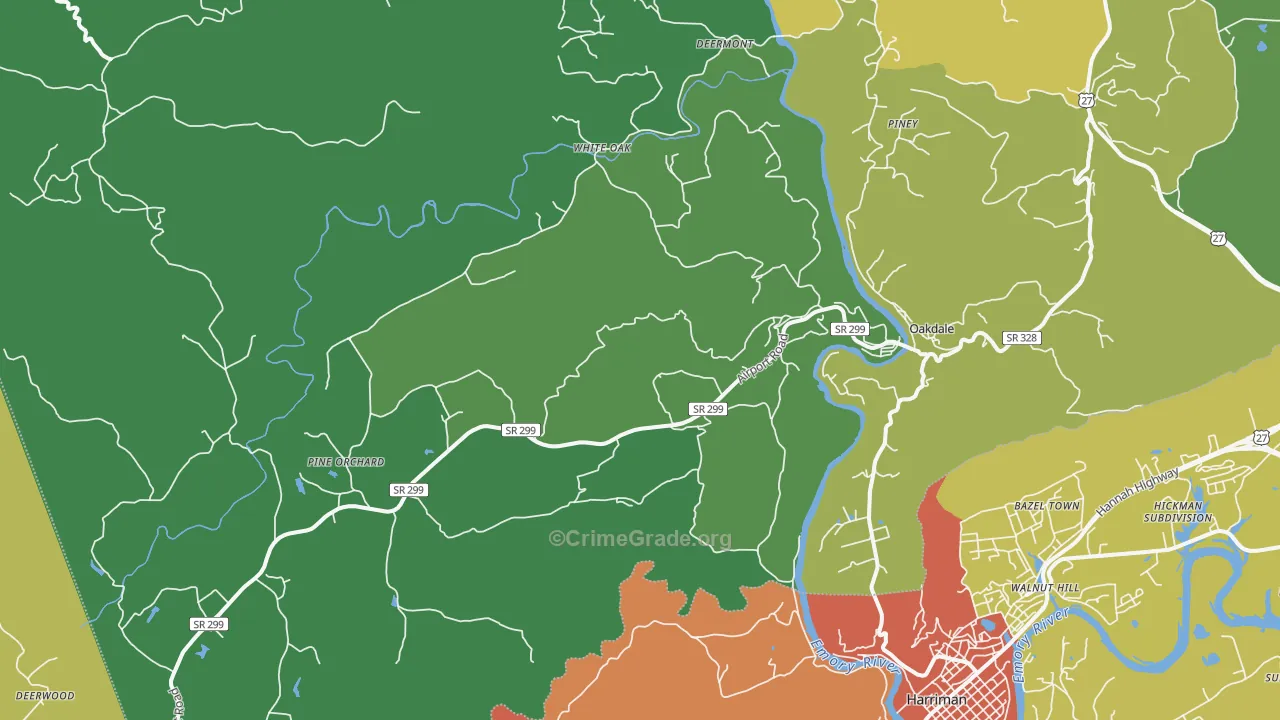 37829, TN Map of Drug-Related Crime Rates