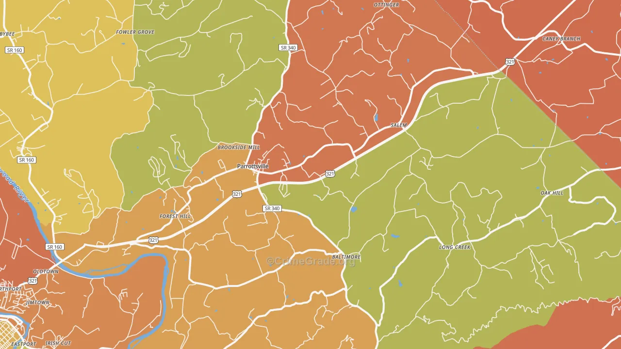 37843, TN Map of Drug-Related Crime Rates