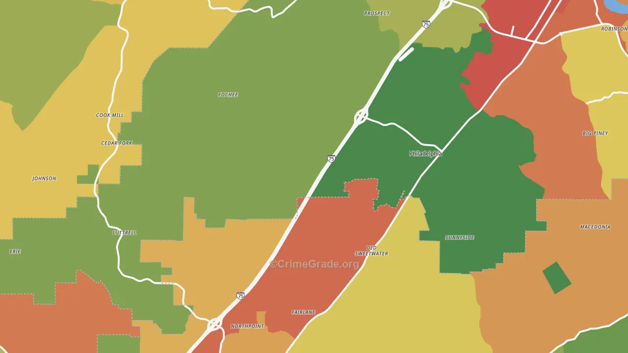 37846, TN Map of Drug-Related Crime Rates