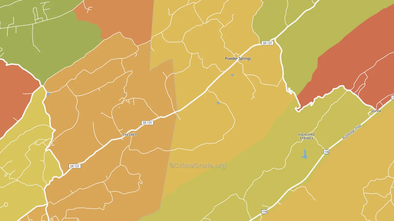 37848, TN Map of Drug-Related Crime Rates