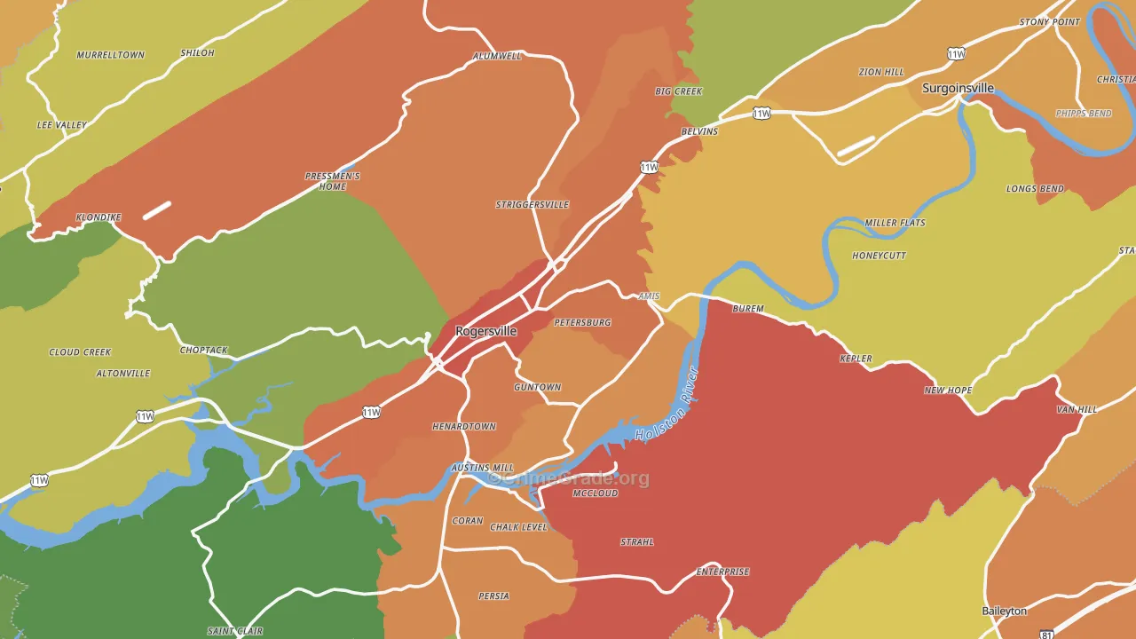 37857, TN Map of Drug-Related Crime Rates