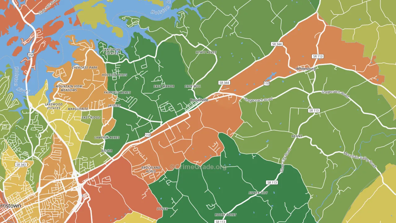 37860, TN Map of Drug-Related Crime Rates