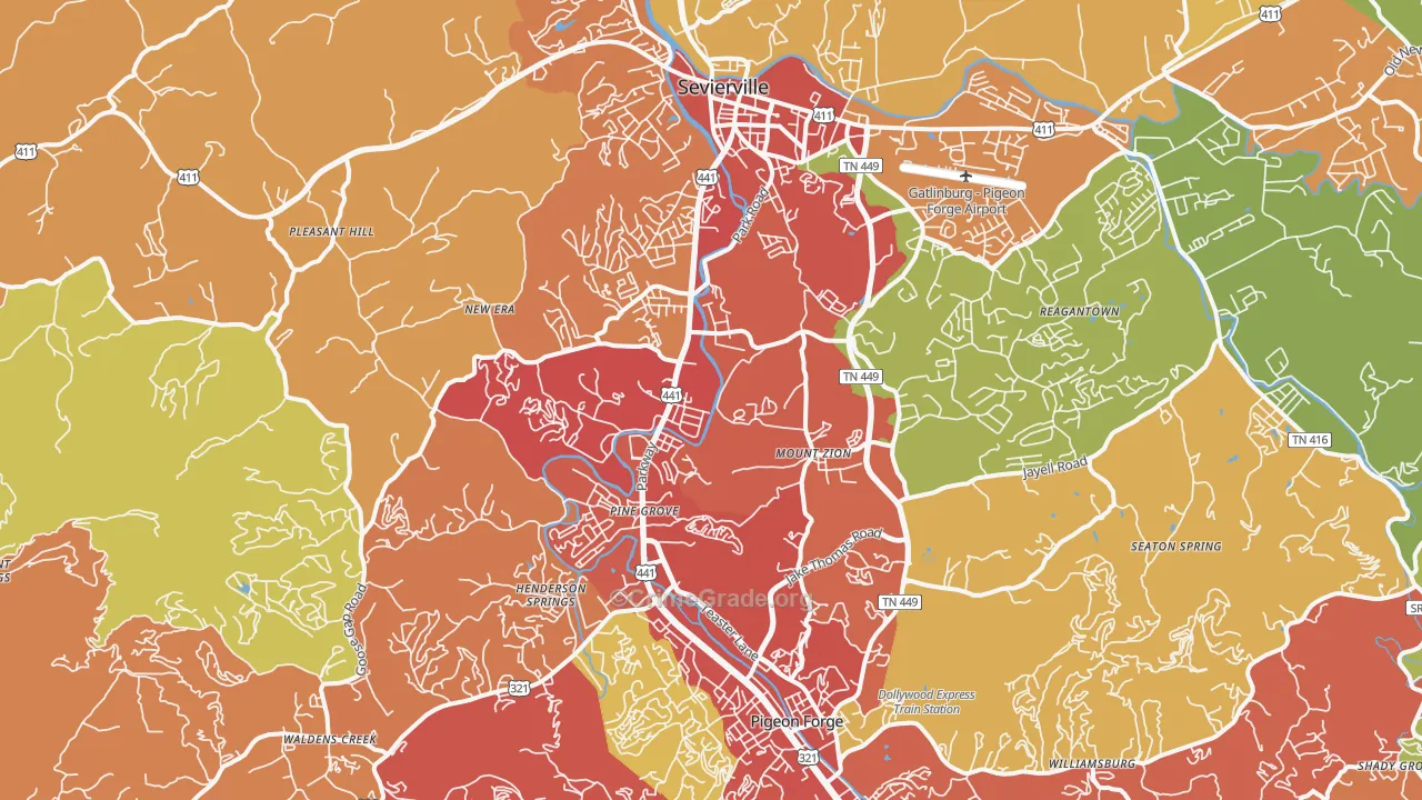 37862, TN Map of Drug-Related Crime Rates