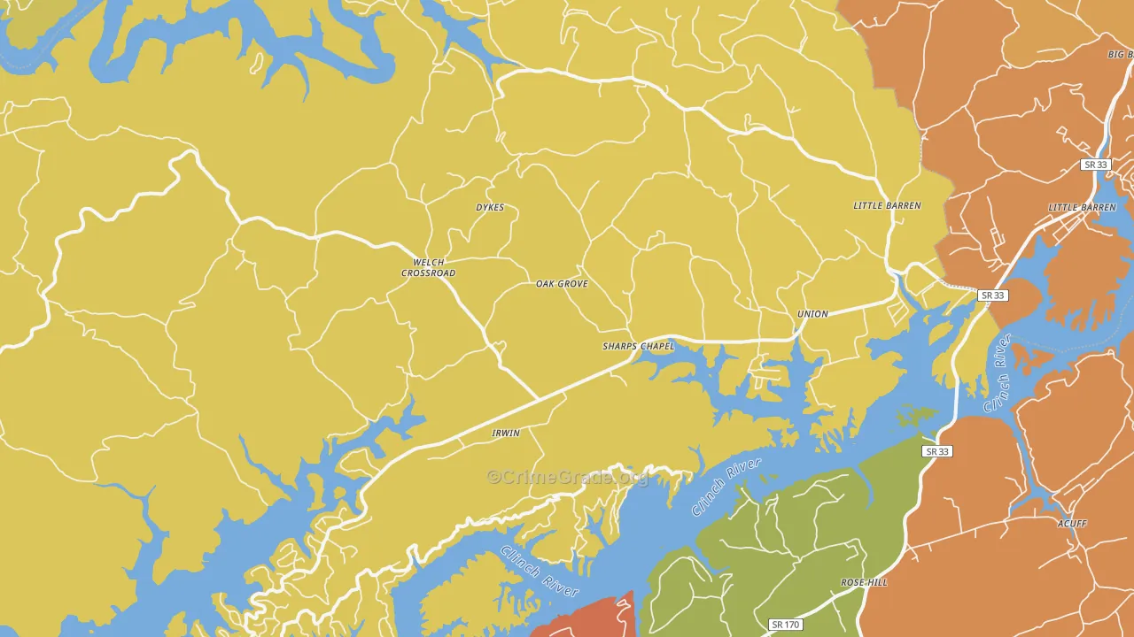 37866, TN Map of Drug-Related Crime Rates