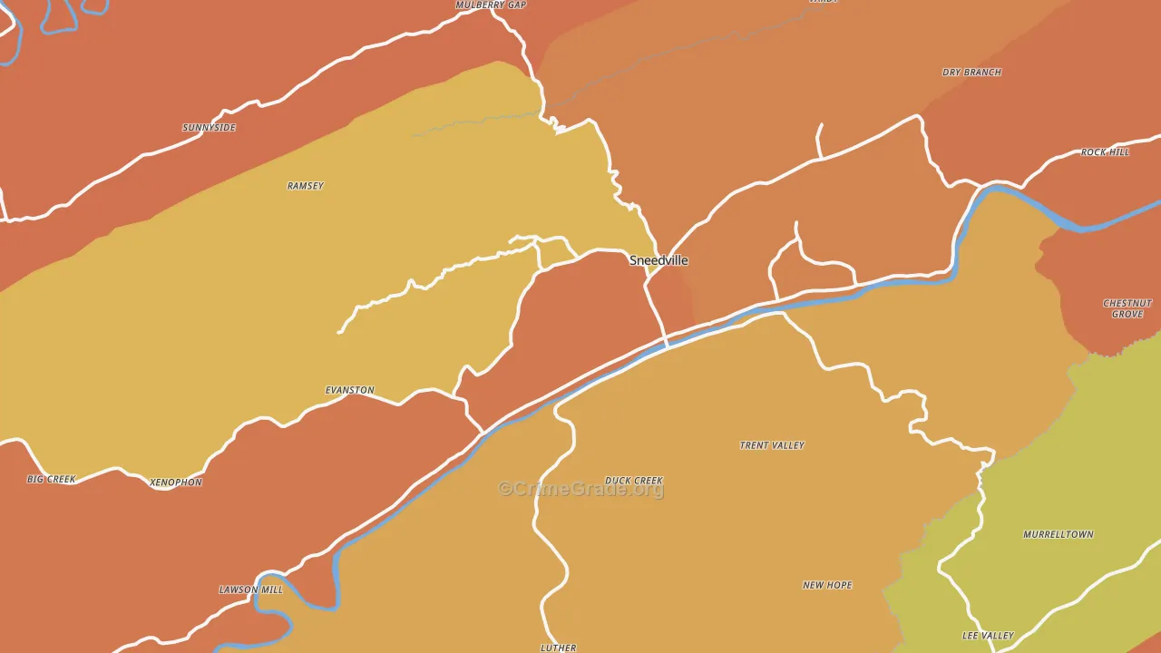 37869, TN Map of Drug-Related Crime Rates