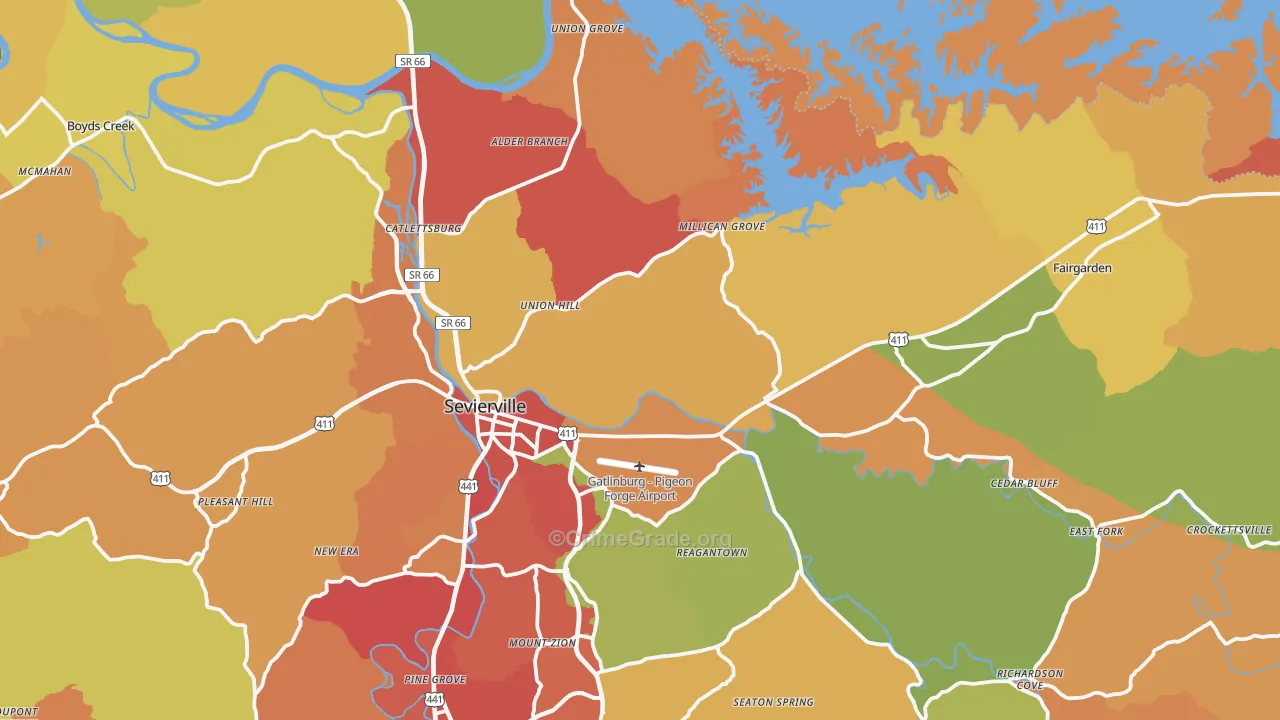 37876, TN Map of Drug-Related Crime Rates