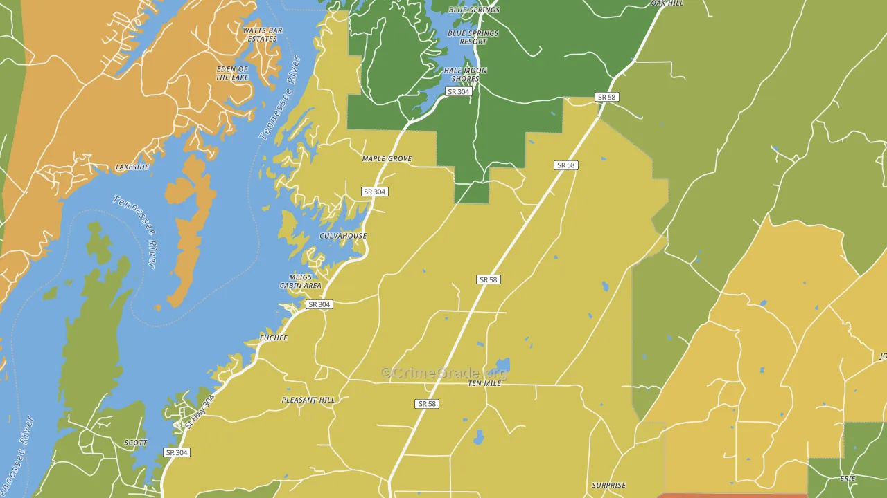 37880, TN Map of Drug-Related Crime Rates