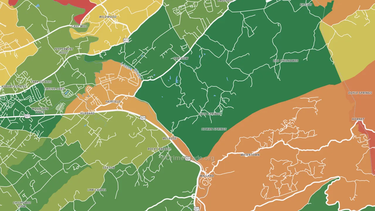 37886, TN Map of Drug-Related Crime Rates