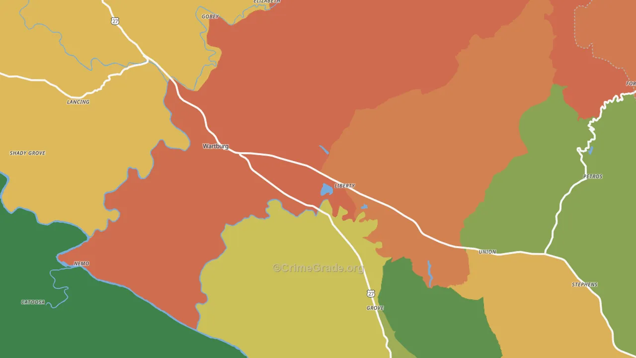 37887, TN Map of Drug-Related Crime Rates