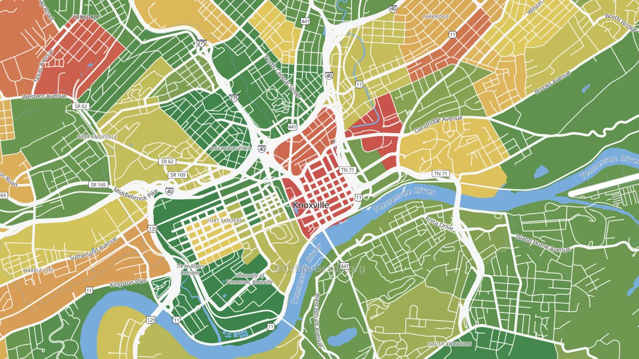 37902, TN Map of Drug-Related Crime Rates