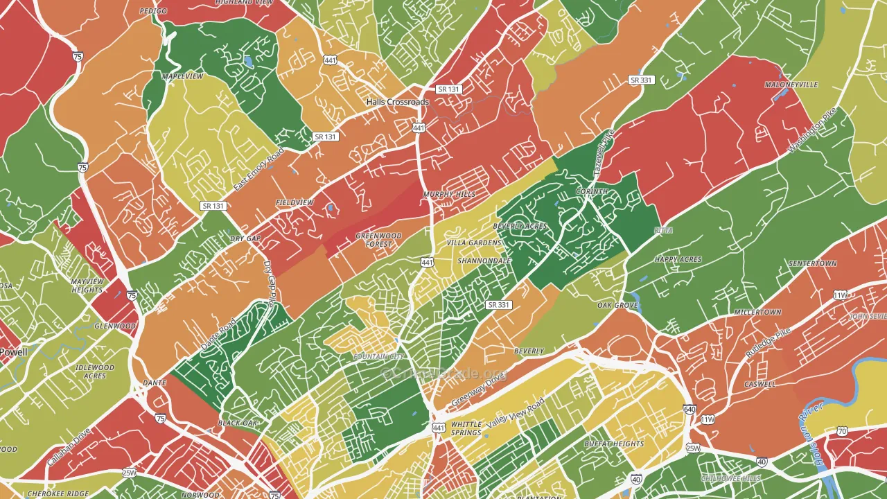 37918, TN Map of Drug-Related Crime Rates