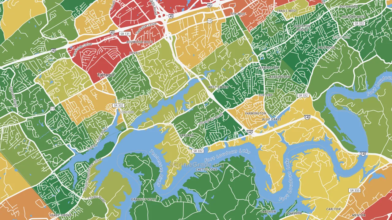 37922, TN Map of Drug-Related Crime Rates