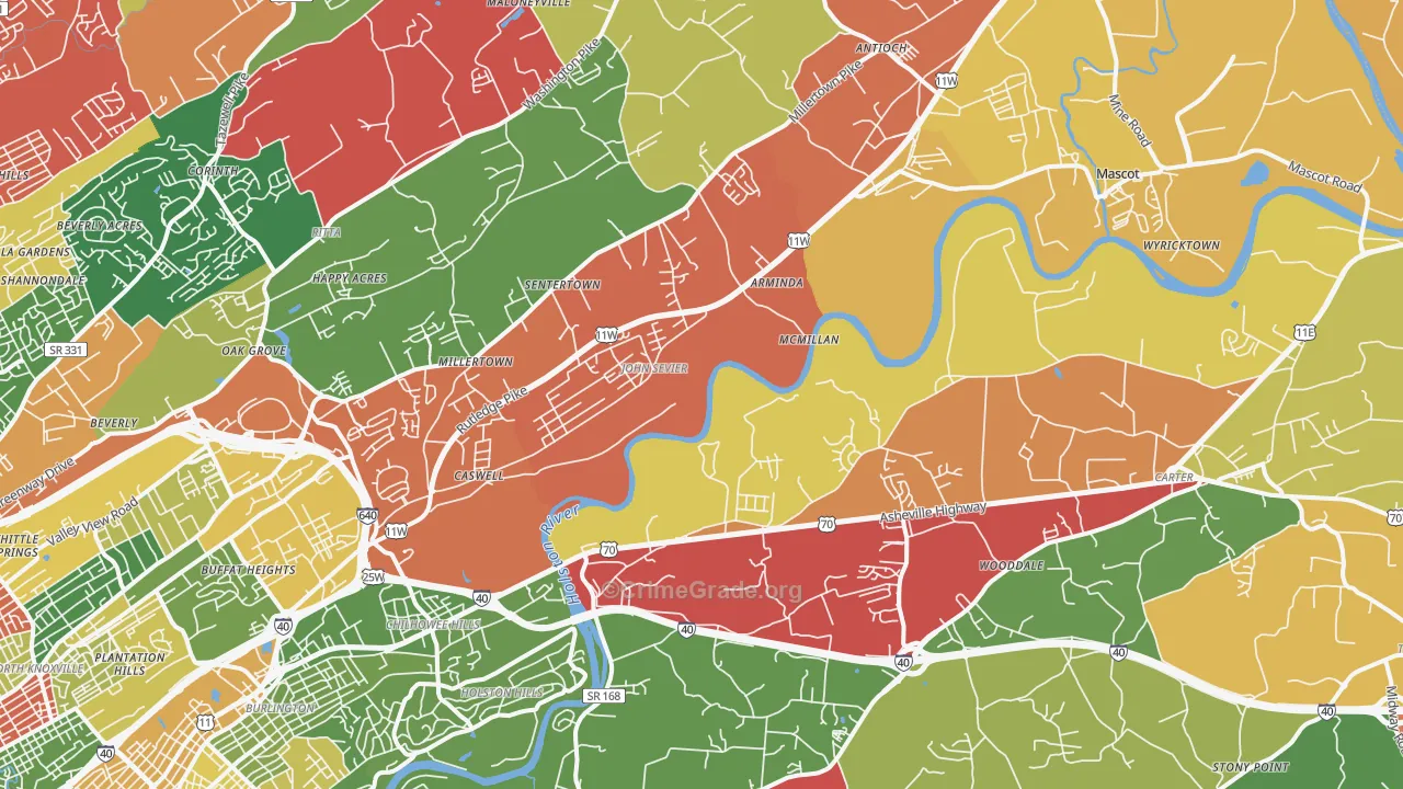 37924, TN Map of Drug-Related Crime Rates