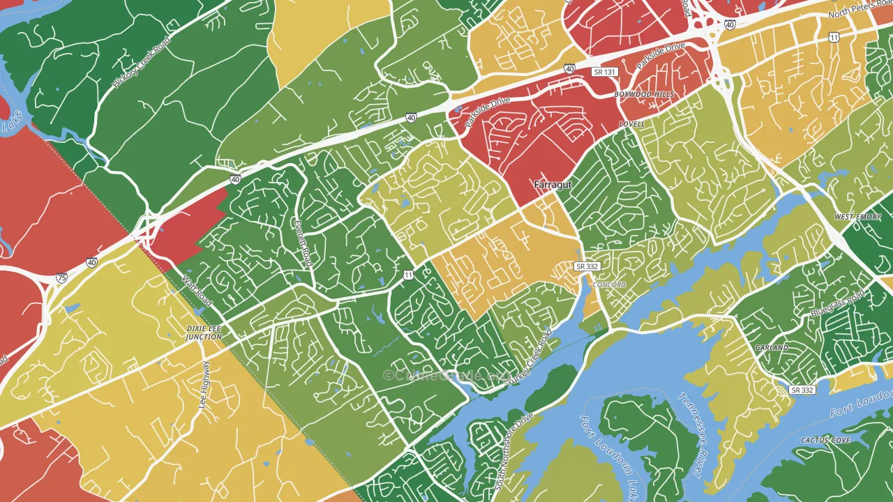 37934, TN Map of Drug-Related Crime Rates