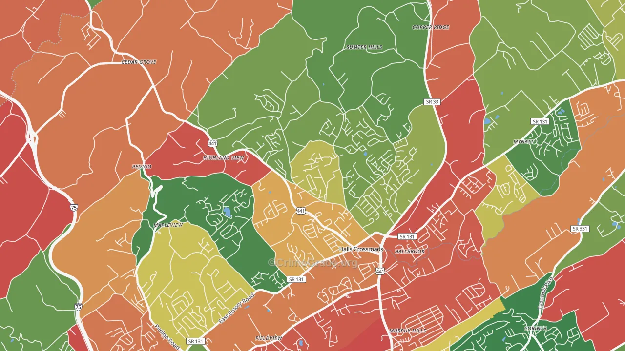 37938, TN Map of Drug-Related Crime Rates