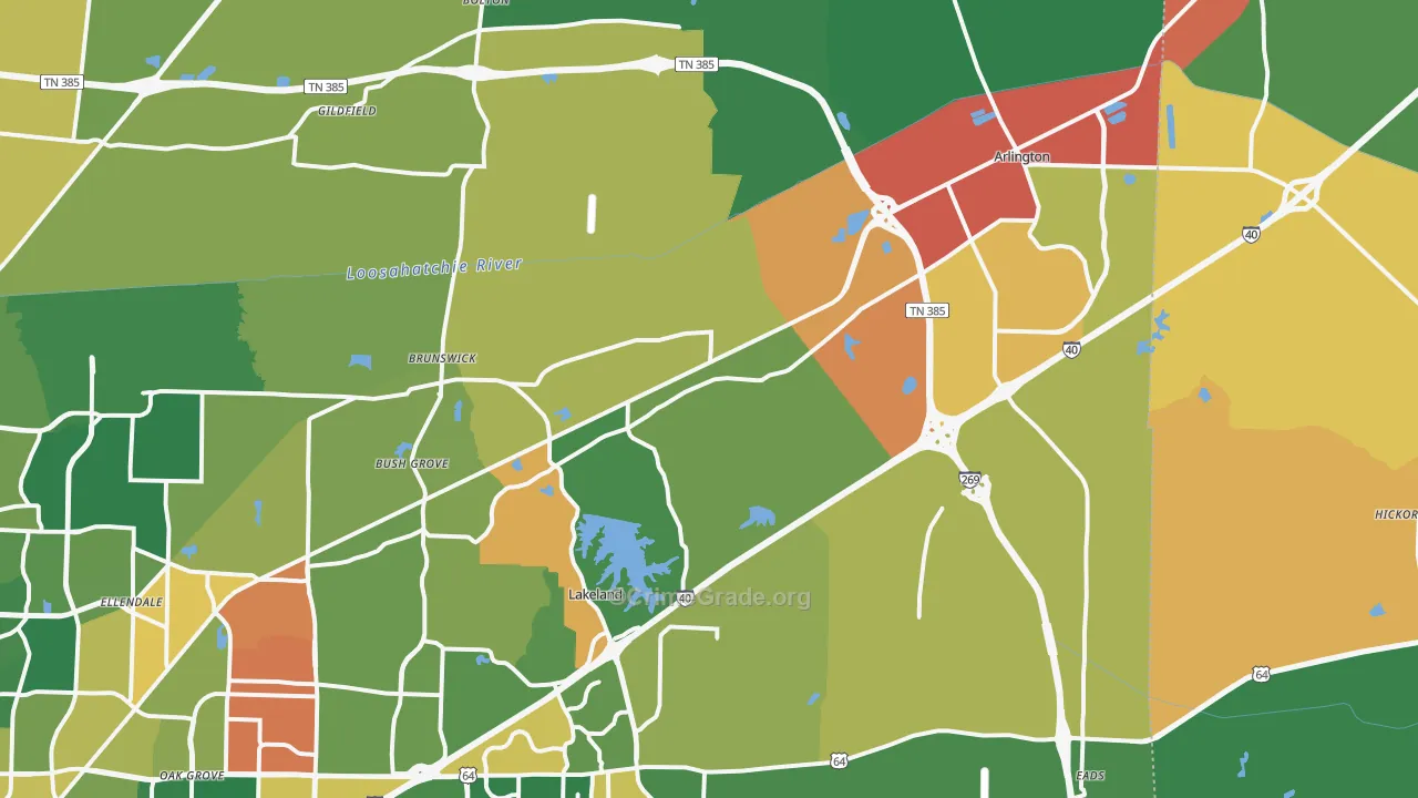 38002, TN Map of Drug-Related Crime Rates