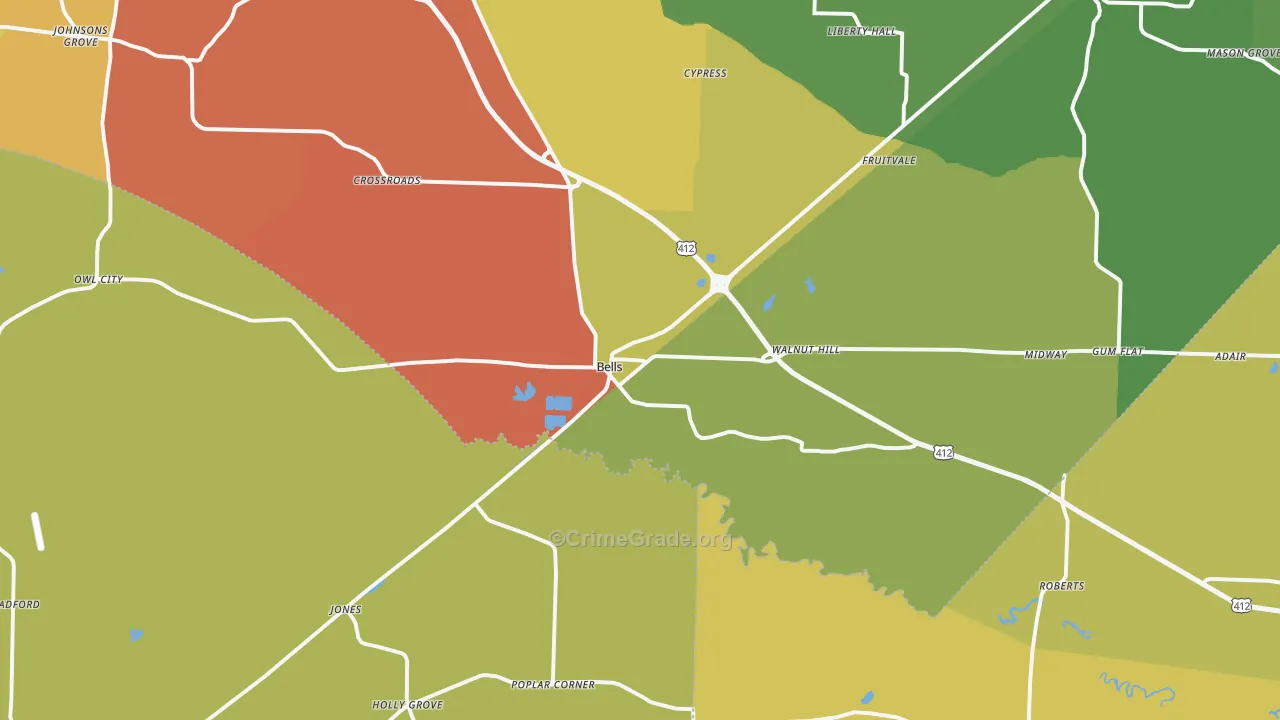 38006, TN Map of Drug-Related Crime Rates
