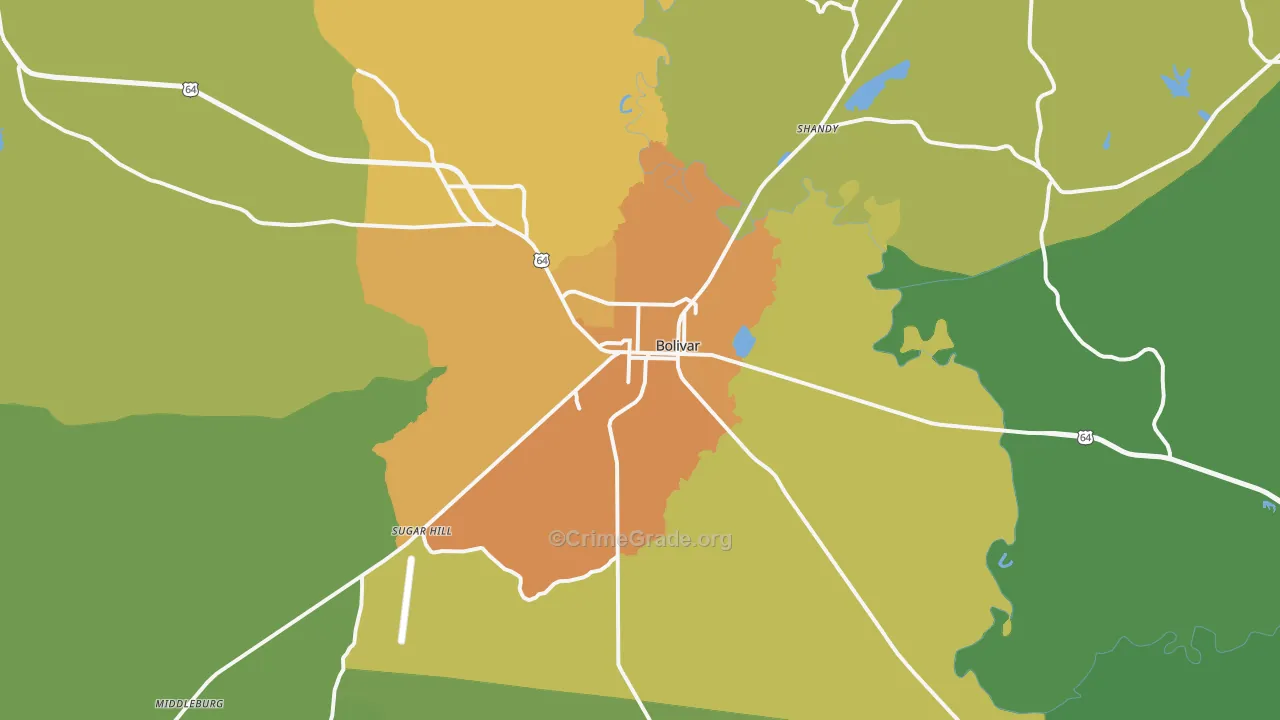 38008, TN Map of Drug-Related Crime Rates