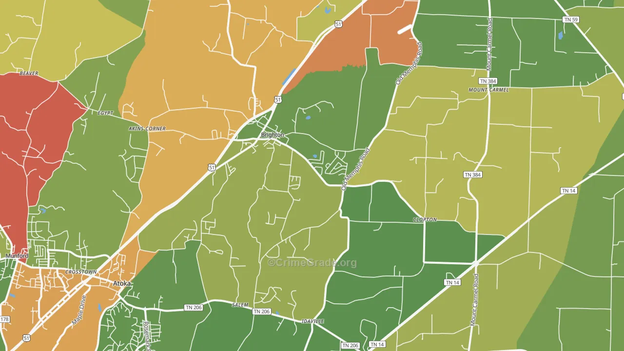 38011, TN Map of Drug-Related Crime Rates