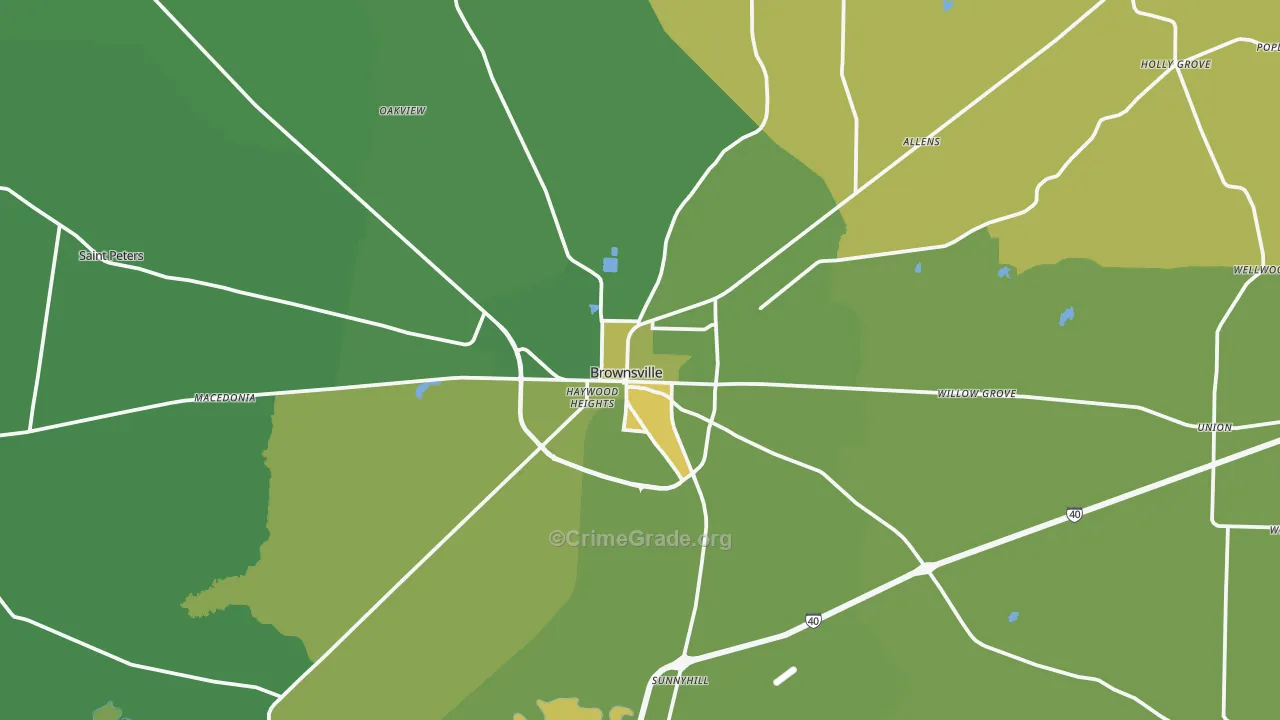 38012, TN Map of Drug-Related Crime Rates