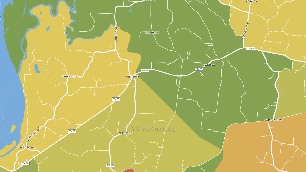 38015, TN Map of Drug-Related Crime Rates